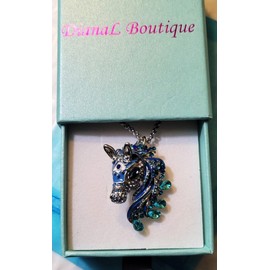 DianaL Boutique Horse Pendant Necklace 24 inches Chain Gift Boxed Fashion Jewelry