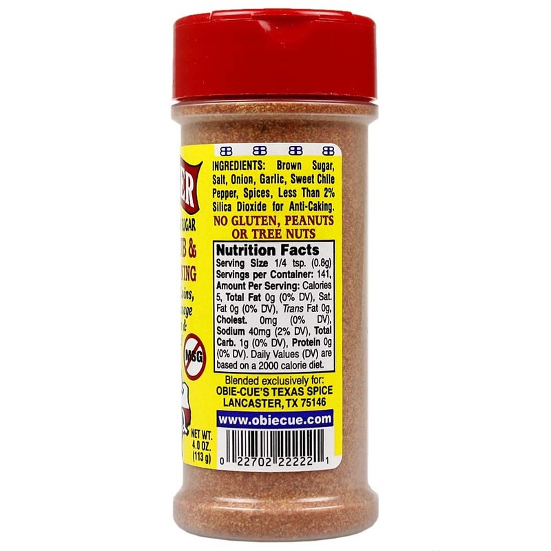 Obie-Cue's BBQ Bomber, Mild Brown Sugar BBQ Rub & Bean
