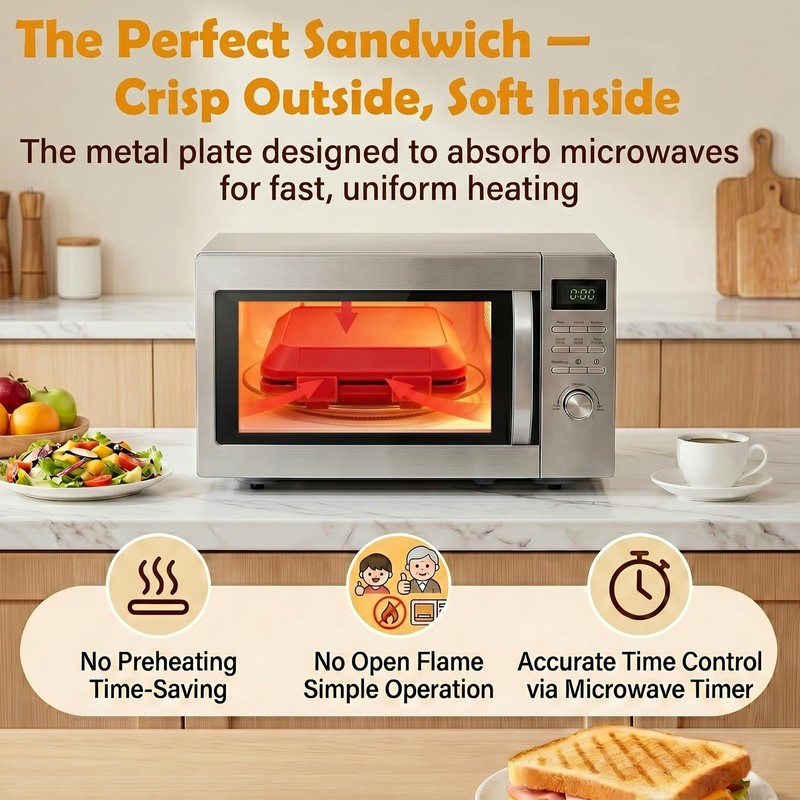 2026 Microwave Sandwich Maker, Microwave Toaster with Adjustable Silicone Strap,