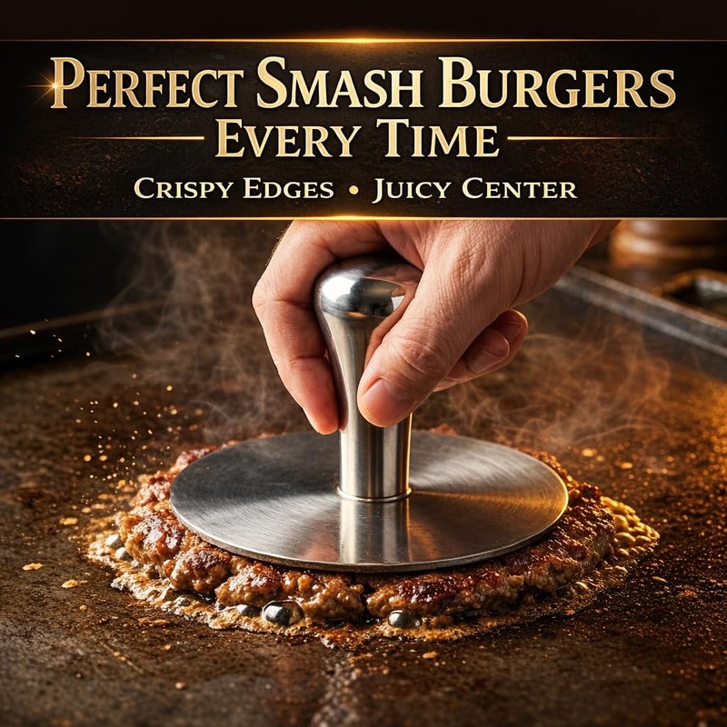 Wonderful Cuisine Premium Stainless Steel Smash Burger Press, Heavy Duty