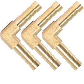 SCTIHWELIRE Brass Hose Barb,90-deg L Right Angle Elbow Hose Barb Fitting 3/16" Barb Splicer Mender，Air hose repair kit for Pipe line Fuel Air Oil (3/16 3Pcs)