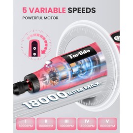 Tarlido Cordless Rotary Tool Kit, 3.7V 2.0Ah Rechargeable Battery, 18000RPM 5-Speed Multi Power Carving Tools, 31Pcs Accessories, Engraving, Sanding, Grinding, Polishing, Carving, Etching, DIY-Pink