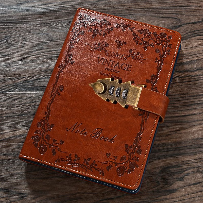 NectaRoy Lockable Diary Lock Journal, PU Leather Cover Writing Notebook