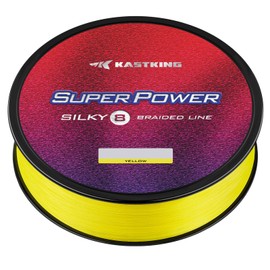 KastKing Superpower Silky8 Braided Fishing Line, Yellow, 8 Strand, 8LB, 150Yds
