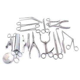 WellnessD'Light - New Set of 16 PCS (ENT) Ear and Nose Instruments Forceps Vienna Nasal Speculum Hartman Alligator ! Ear Syringe Scissors