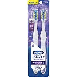 Oral-B 3D White Pulsar, Battery electric toothbrushes, 2 count SOFT toothbrush pack, removes stains, whitens teeth, travel essentials tooth brush