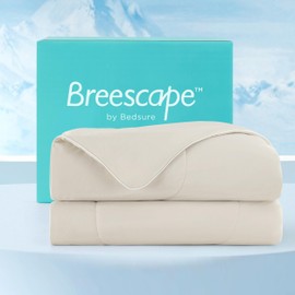 Bedsure Breescape Cooling Blankets for Hot Sleepers - Summer Blanket Twin Size, Lightweight Cold Blanket for Couch and Bed, Linen, 60x80 Inches