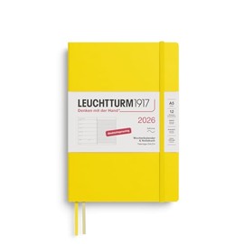 LEUCHTTURM1917 372495 Weekly Calendar & Notebook Medium (A5) 2026, 12 Months, Soft Cover, Lemon, German