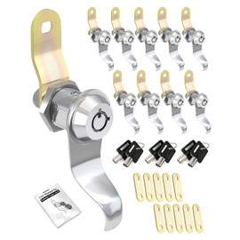 Naissian RV Locks for Storage Door 5/8 inch, Camper Storage Door Lock Travel Trailer Compartment Cabinet Locks with Keys 5/8", Pack of 10 Locks with 6 Keyed Alike with Manual