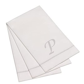 The Napkins Monogram Premium Linen-Feel Disposable Napkins 25ct Pack | Available in Most Letters | 33x40cm Guest Towel Size ("P" - 25ct Pack)