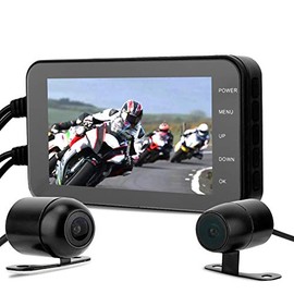 Ymiko Motocicleta de 4 Pulgadas DVR, 1080P Impermeable WiFi Cámara Delantera y Trasera DVR Motor Dash CAM Conducir Video Recorder Dash CAM Moto Moto electrónica