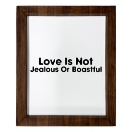 Los Drinkware Hermanos Love Is Not Jealous Or Boastful - Funny Decor Sign Wall Art In Full Print With Wood Frame, 14X17