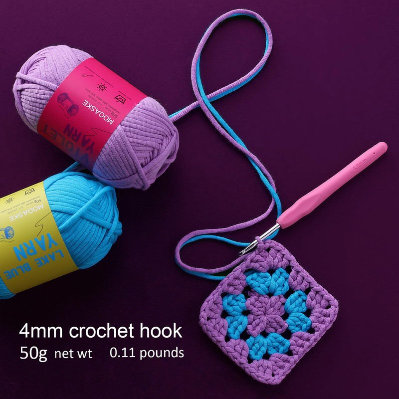 Mooaske 3 Pack Crochet Yarn with Crochet Hook - Worsted
