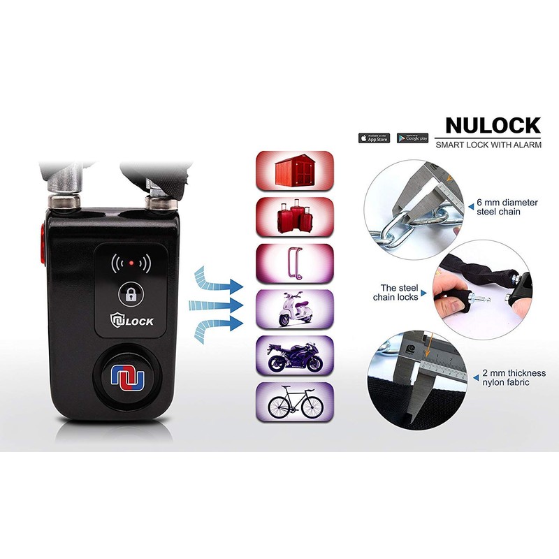 NUNET Bluetooth Bike Lock, NULOCK Anti-Theft Waterproof 71in Steel Cable,