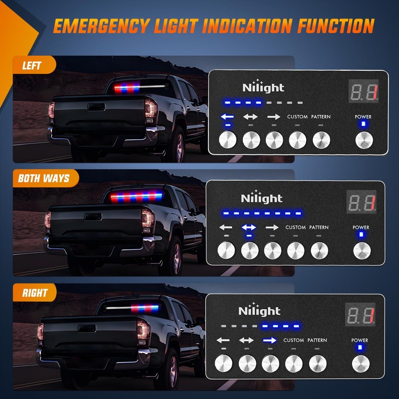 Nilight 144LED Traffic Advisor Strobe Light Bar with Controller Red