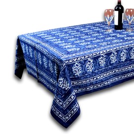 Homestead Hand Made Dabu Block Print 100% Cotton Tablecloth 60x90 Rectangular Astonishing