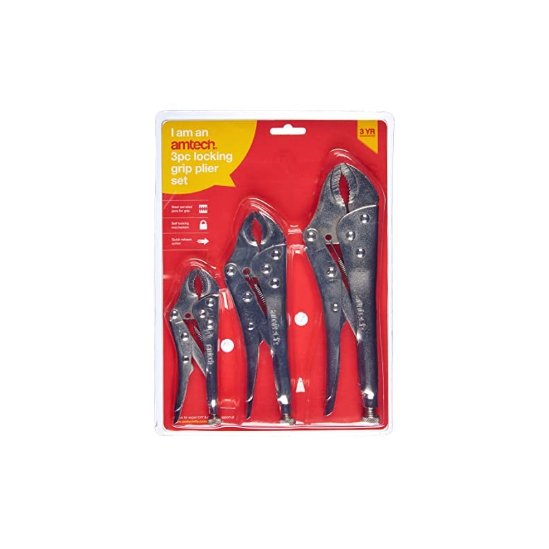 Amtech C1670 3 Piece Locking Grip plier Set