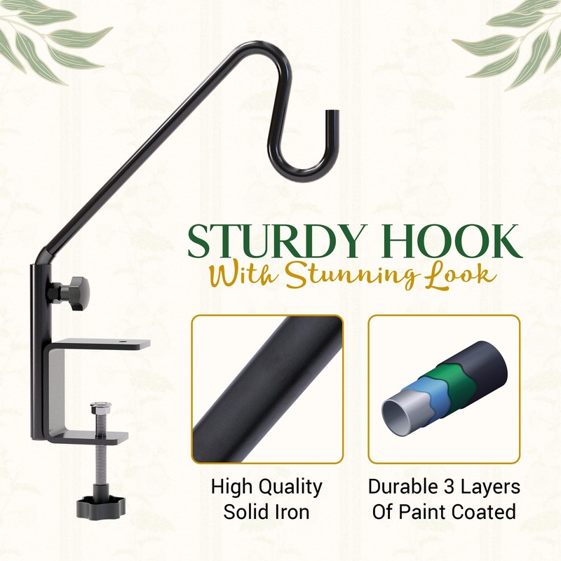 Idzo Deck Bird Feeder Hanger for Railing, 11inch Deck Hook