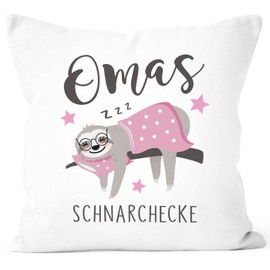 SpecialMe® Cushion Cover Saying Grandma's Snoring Corner Sloth Gift for Mother's Day Birthday Christmas White 40 cm x 40 cm