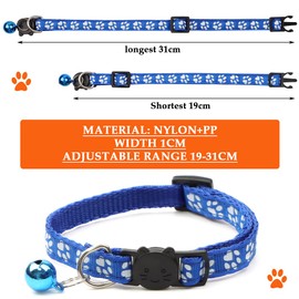 20 Pcs Reflective Cat Collars, Mixed Colors Reflective Cat Collar with Bell, Breakaway Cat Collar, Adjustable Kitten Collars with Safety Buckle, Nylon(Black Blue Red Orange Lime Green)