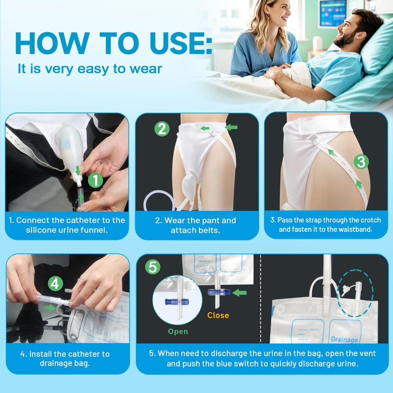 Catheter for Men, Urine Collection Bag for Elderly Men Male