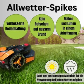 5M Energy Stainless Steel Spikes Compatible with Worx Landroid L and Vision Brushed Traction Improvement Lawnmower