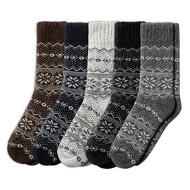 NORDIC Socks 5 Pairs, Merino Wool Socks for Men & Women, Winter socks, Warm socks (13-15, Bergen Wool)