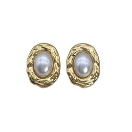 DIAMANTIO 18K Gold Plated, Elegant Pearl Drop Earrings for Women – Gold-Tone Twist Wire Dangle Earrings with Faux Pearls, Vintage-Inspired Statement Jewelry #D210325