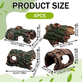 QEXUJOW Aquarium Decor Themed Ornaments, Four Hollow Wooden Tree Trunks, Four Hollow Tree Trunks, Resin Decorations in the Shape of Tree Trunks for Aquariums, Decorative Elements for Aquariums