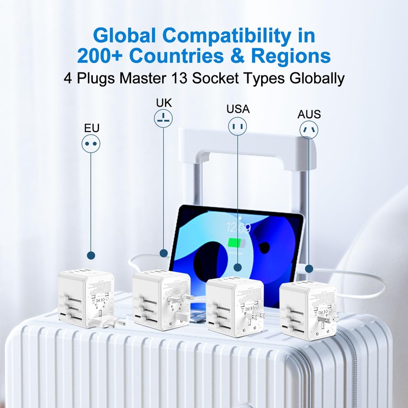 Universal Travel Adapter 25W, International Power Plug Converter with 2500W