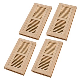 4 Pcs Pack Hardwood Red Oak Floor Register, Flush Mount Vent, 4x12 Inch, No Damper, Unfinished