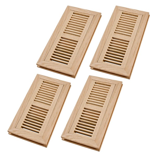 4 Pcs Pack Hardwood Red Oak Floor Register, Flush Mount