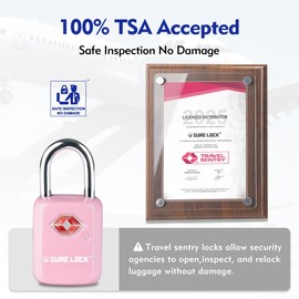 SURE LOCK TSA Approved Luggage Locks - One Key Opens All, Compact & Durable Zinc Alloy Travel Lock with Steel Shackle, Keyed Alike (Multiple Colors, Mini Size for Suitcase/Backpack/Gym Locker)