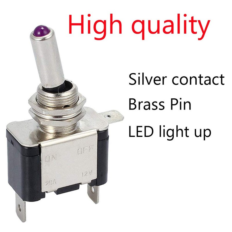 E Support 12V 20A AMP Purple LED Light Rocker Toggle