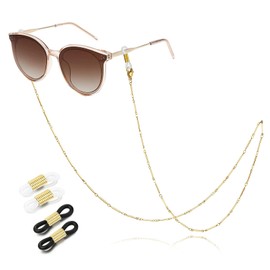 SAM & LORI Stylish Cute Eyeglass Chain for Women Gold Sunglasses Eyewear Accessories Glasses Long Necklace Eyewear Around Neck String Fashion Strap Holder Bar Link Reading Mask Lanyard Cord