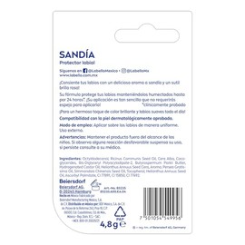 LABELLO Bálsamo labial con color Sandía (4.8g) protector labial con Vitamina E libre de aceites minerales 24 horas de humectación                     