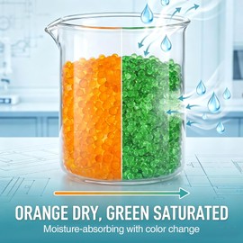 RAINFLOW Orange Desiccant Beads Reusable - 450G Indicating Silica Gel Desiccant,Silica Gel Desiccant Beads for Drying,Silicone Orange to Green Reusable Dehumidifier,Standard Bead Size 3 to 5mm