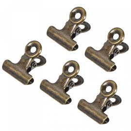sourcing map Metal Hinge Clip 22mm Small Binder Clamps for Paper File Photo, Bronze Pack of 30