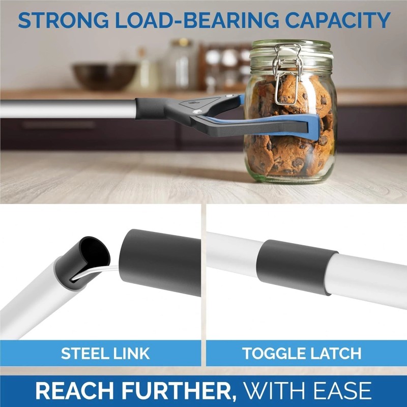 FitPlus PowerGrip T9,Grabber Reacher Tool, Wide Jaw, Foldable, Steel Cable,