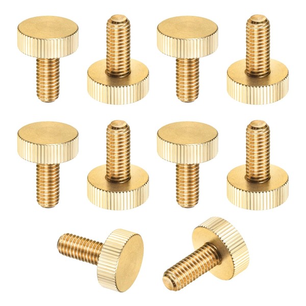 M METERXITY 10-Pack Knurled Thumb Screws, M8x20mm Solid Brass Flat