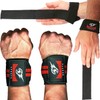 Lifting Wrist Straps + Wrist Wraps Combo for Weightlifting Fitness