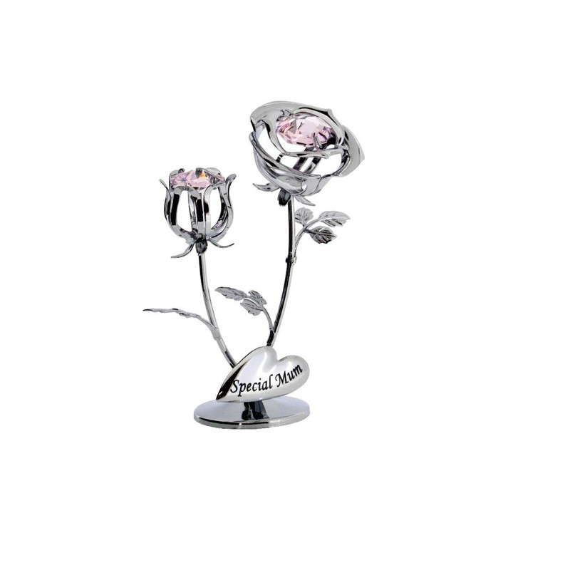 Crystocraft Chrome Plated Rose & Rose Bud Ornament. (Special Mum)