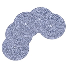 uxcell 8 Inches Trivets for Hot Dishes, Heat Resistant Blue-White Trivets for Hot Pots and Pans, 5 Pcs Cotton Hot Pads Coasters Mat for Countertops, Cooking