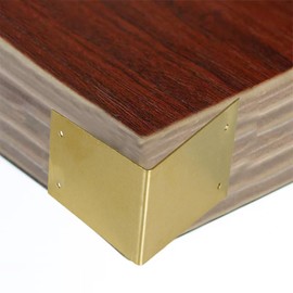 Leliafleury 4Pcs Brass Corner Protectors 6cmx6cm Right Angle Corner Brace Brass Edge Guard for Box Furniture Table Chair, Gold
