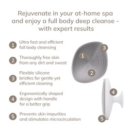 GESKE Body Brush | 4 in 1 | Cleansing Brush for The Entire Body | Professional Deep Cleaning | Soft Silicone Bristles | Ergonomic Two-Finger Design | Cleanses & Massages