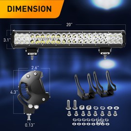 GOOACC 20 Inch 126W 11340LM LED Light Bar Spot Flood Combo Boat Lighting Off Road Lights with 12V 5Pin Rocker Switch Wiring Harness kit for Truck Jeep Golf Cart, 2 Years Warranty