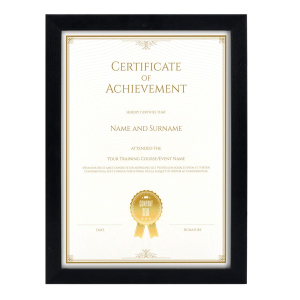 GraduatePro A4 Certificate Frame Black Graduation University with Mount Wood