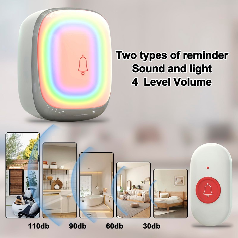 Fall Alert Devices for Elderly, Wireless Caregiver Pager Panic Button