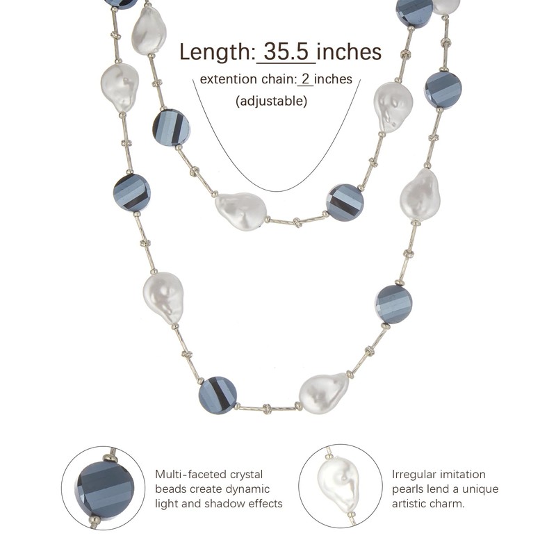 Errally Beaded Long Necklace and Earring Sets for Women Long