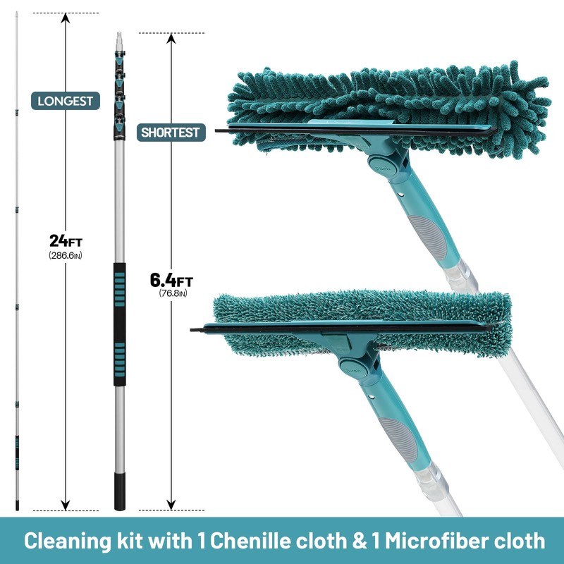 TelesPro 30 Feet High Reach Window Squeegee with 6-24 Ft